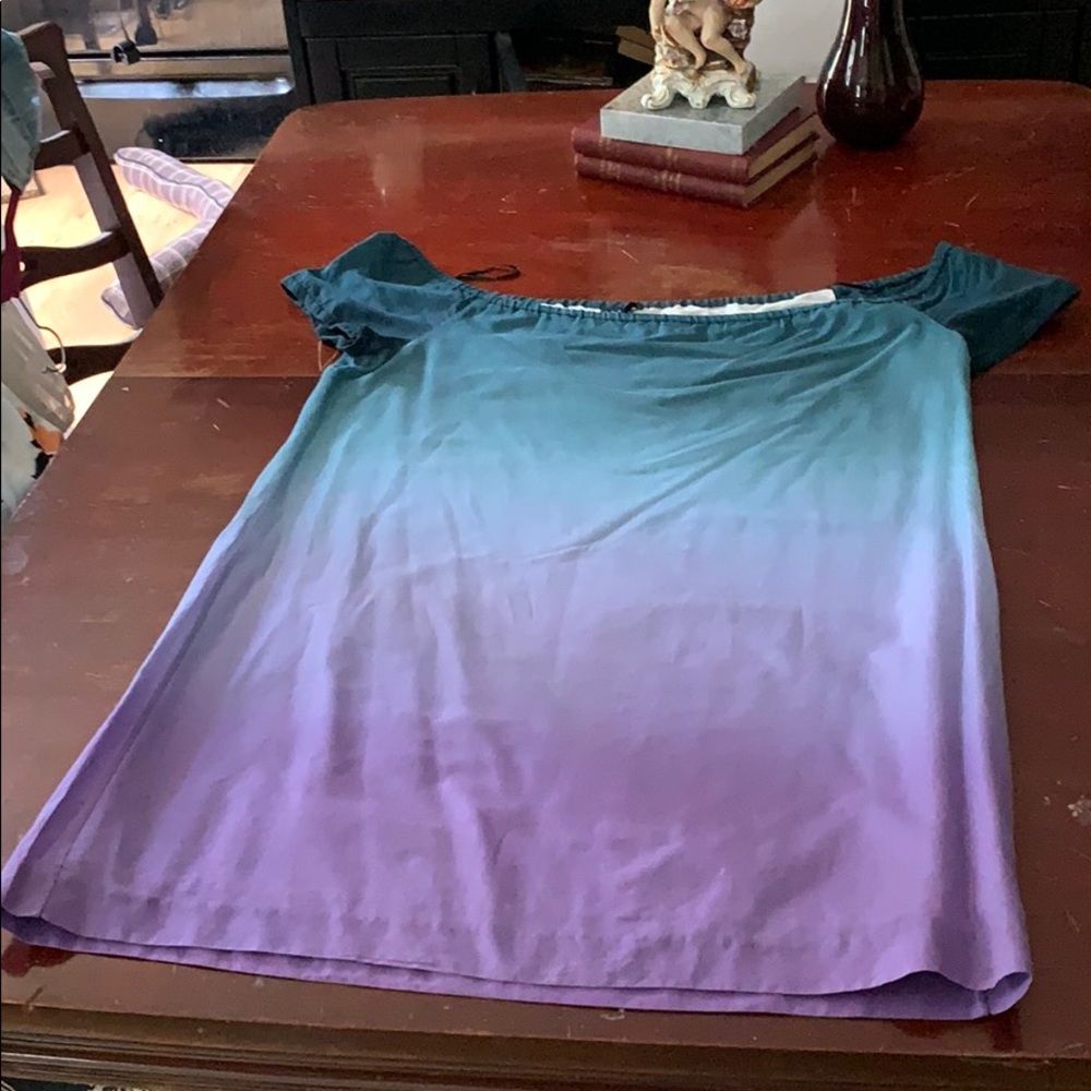 Theory Ombré off the shoulder mini dress